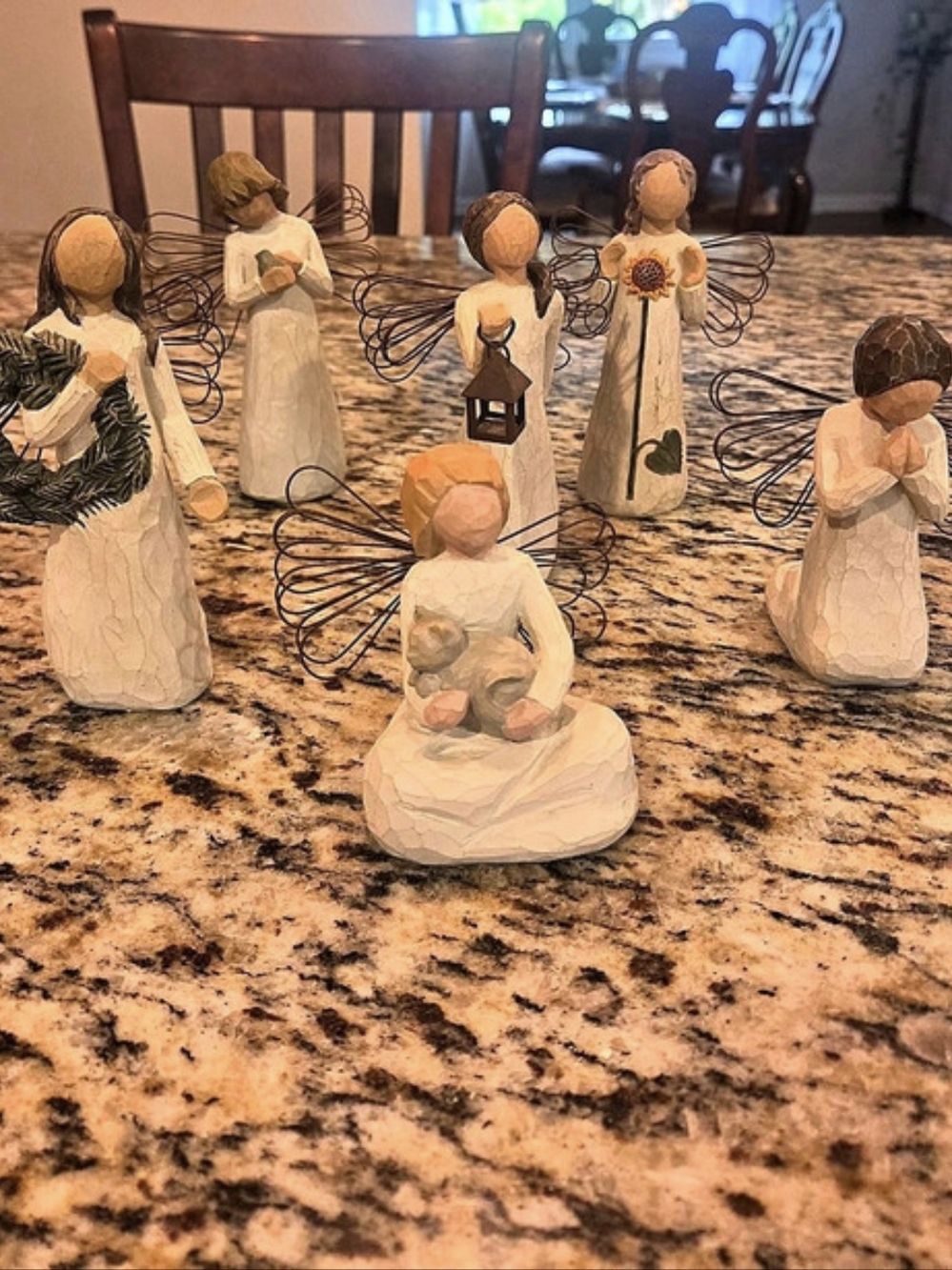 Willow Tree Angel Figurine Set in White & Brown